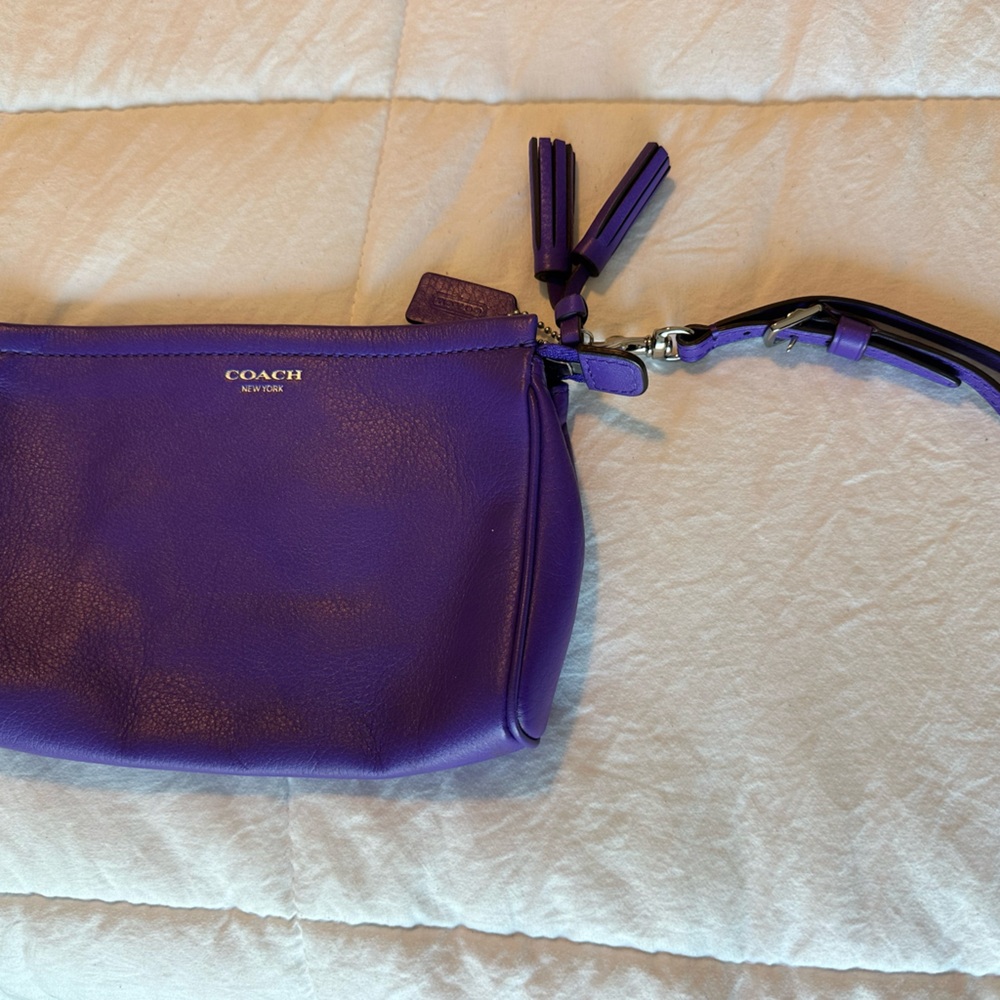 Coach Vibrant Purple Leather Wristlet